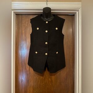 Talbots Black Suit Vest with Gold Buttons - Size 6P - NWT